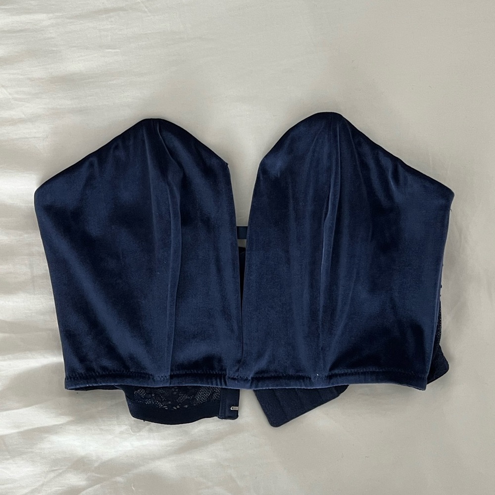 VS Velvet V Plunge Corset in Blue